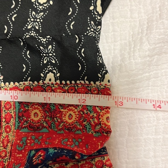 American Rag Boho Mini Dress Patchwork Bell Sleeve Scarf Tunic Flare Bandana XS - Picture 6 of 9